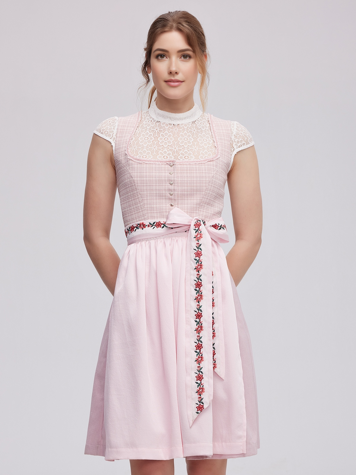 Elegantes rosa Midi Dirndl