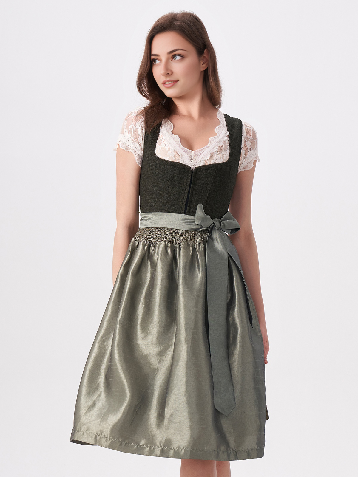 Dirndl mit Ausschnitt in Grün