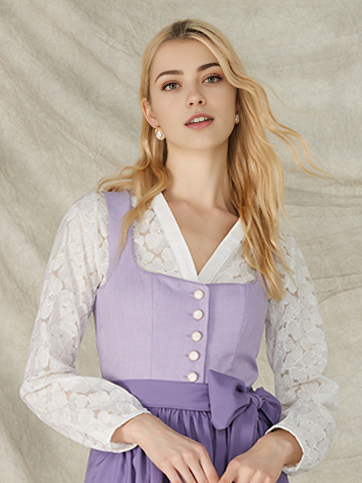 Elegantes blaues Dirndl mit floralen Details