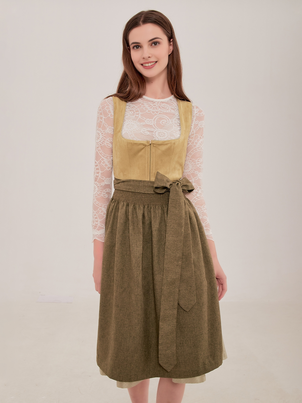 Dirndl-Bluse Langarm in Grün
